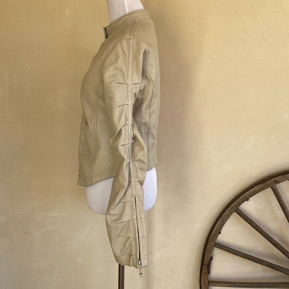 ITALIAN GLOVE SOFT LEATHER JACKET Tan Neutral Lightweight Unlined Womans M ITALY - Picture 7 of 12